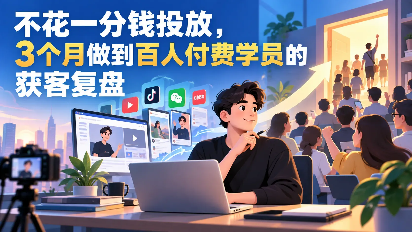 不花一分钱投放，3个月做到百人付费学员的获客复盘