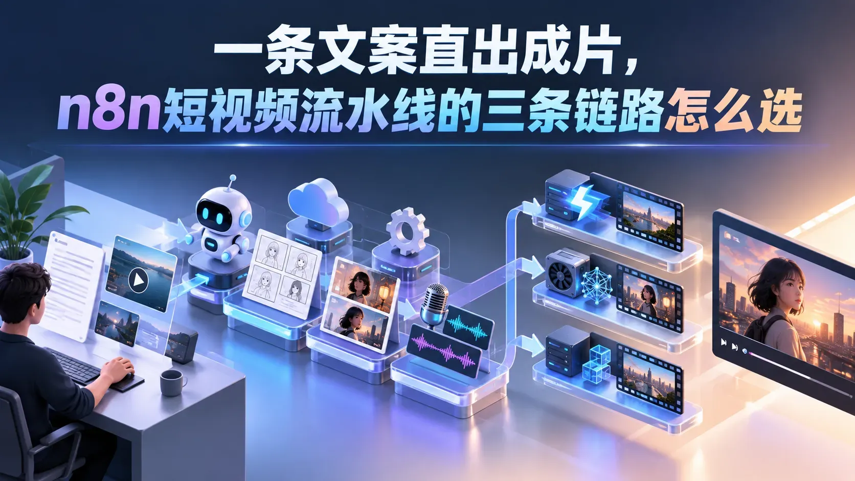 一条文案直出成片，n8n短视频流水线的三条链路怎么选