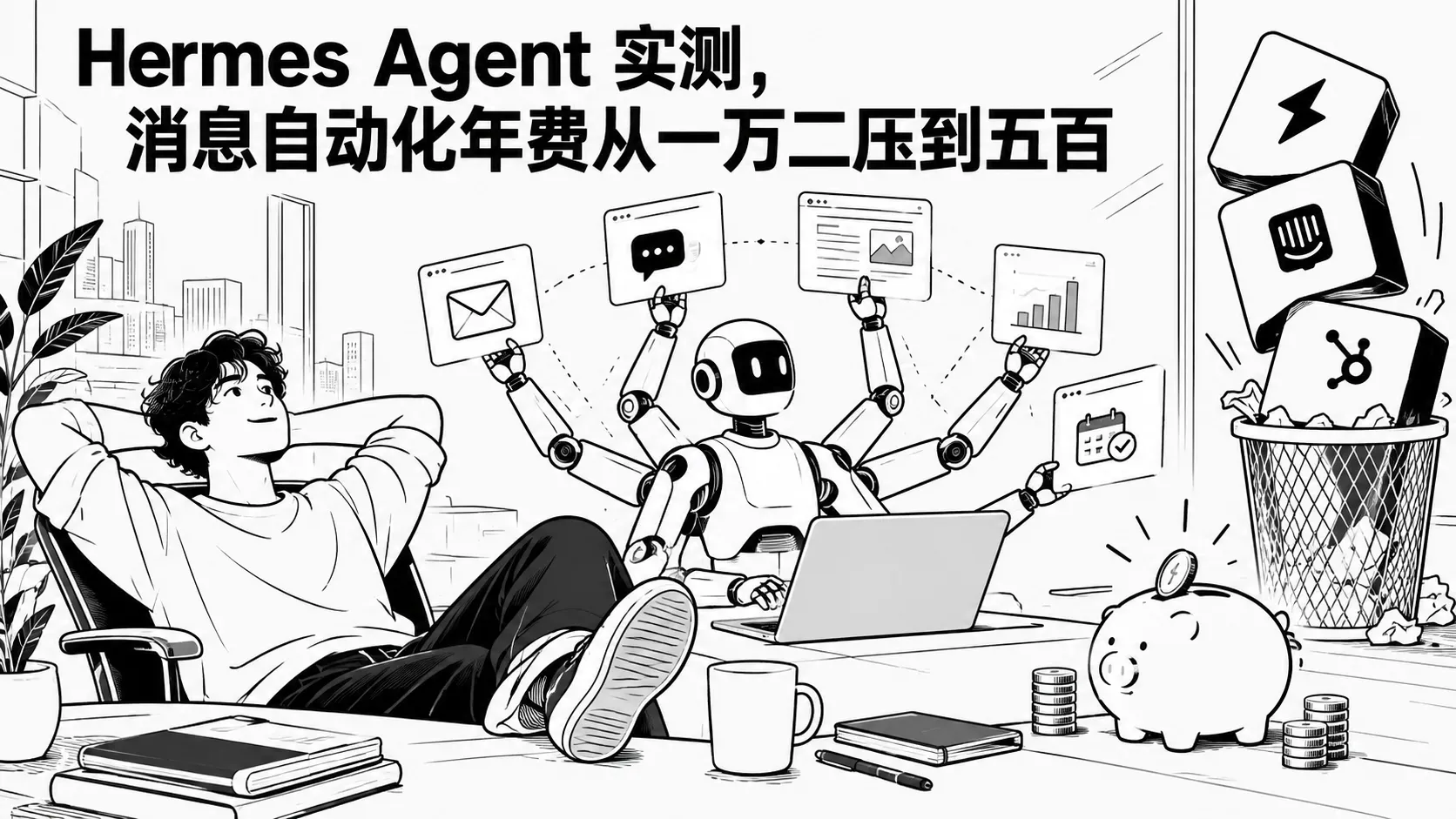 Hermes Agent 实测，消息自动化年费从一万二压到五百