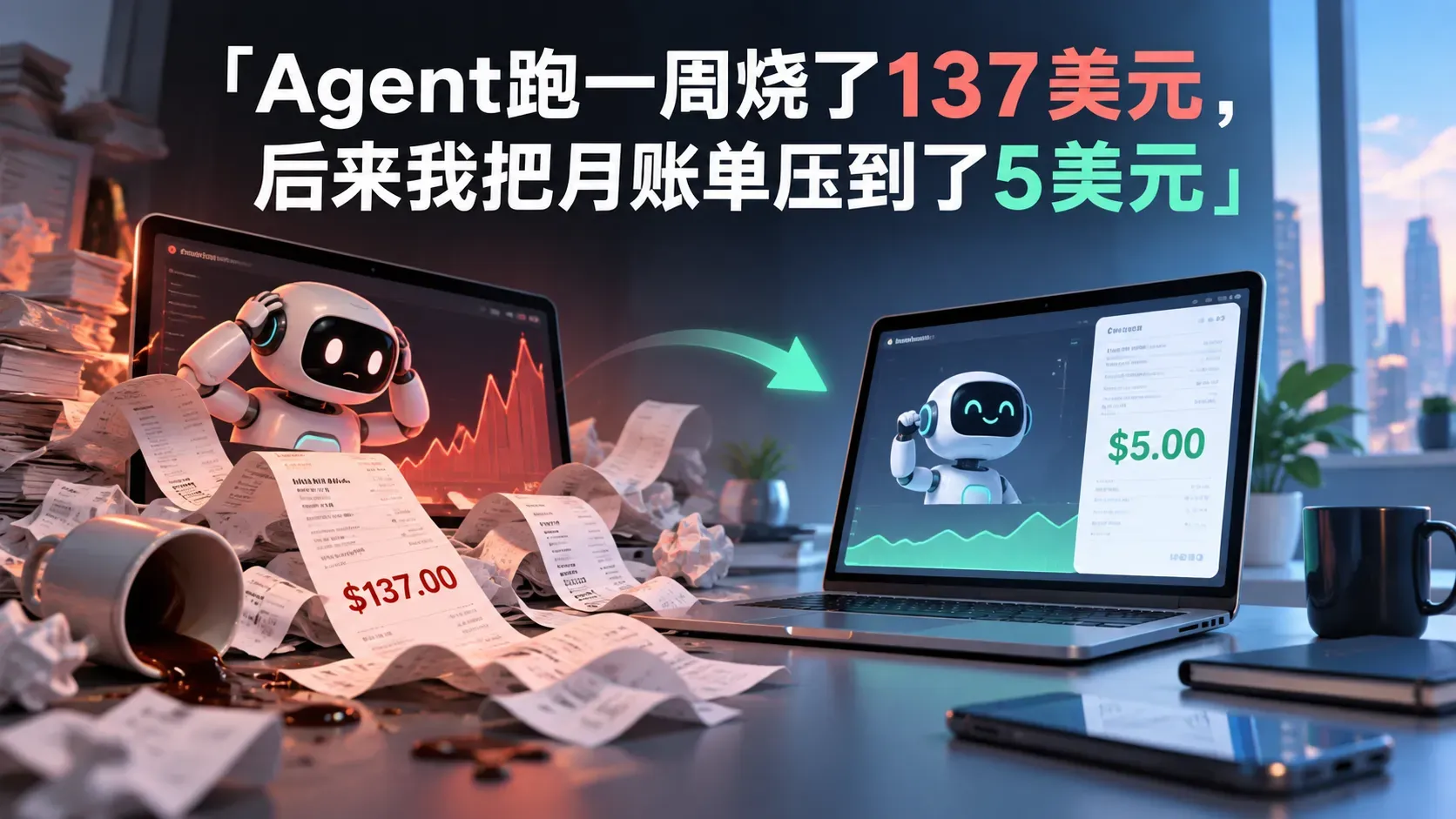 Agent跑一周烧了137美元，后来我把月账单压到了5美元