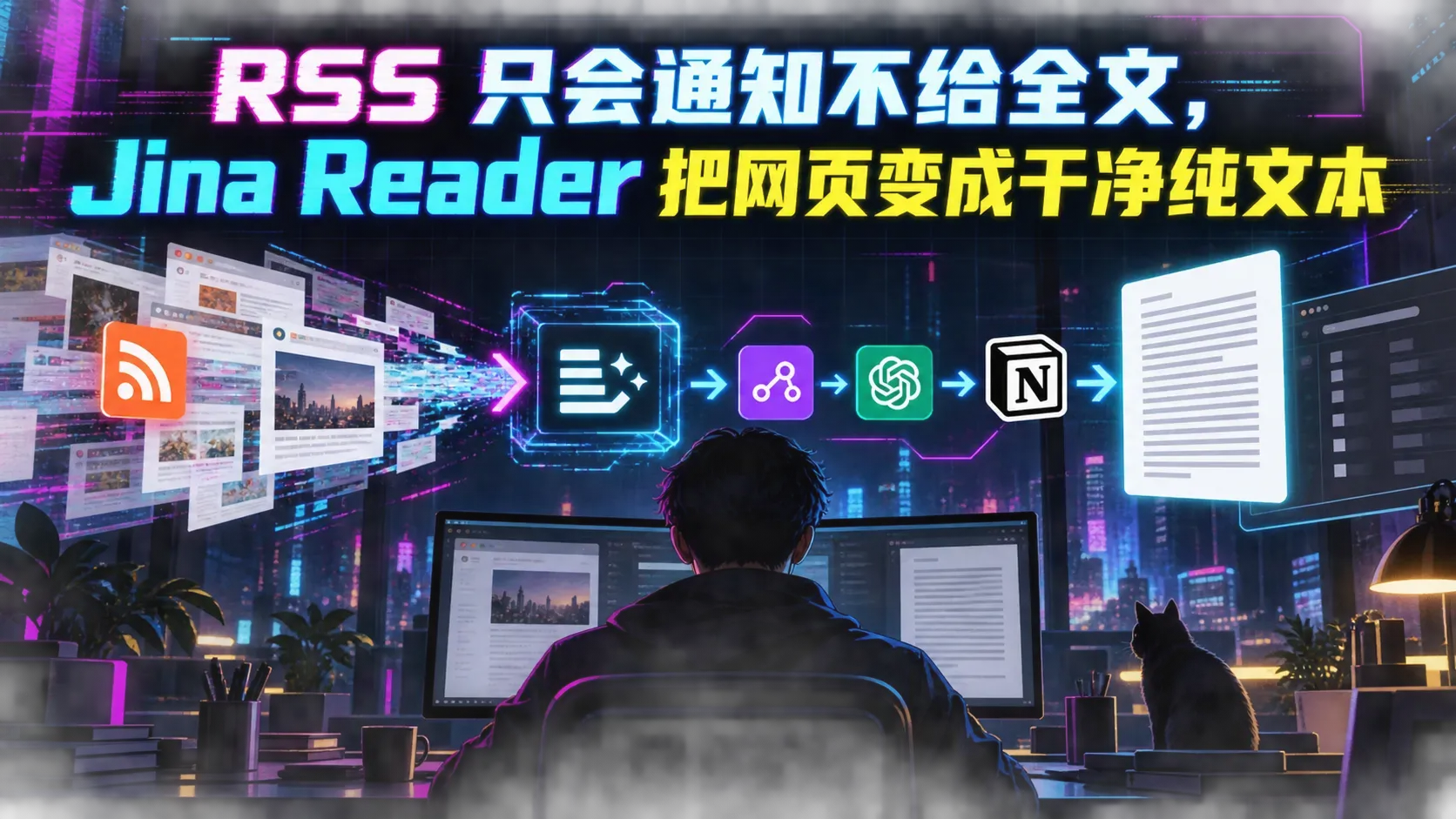 RSS 只会通知不给全文，Jina Reader 把网页变成干净纯文本