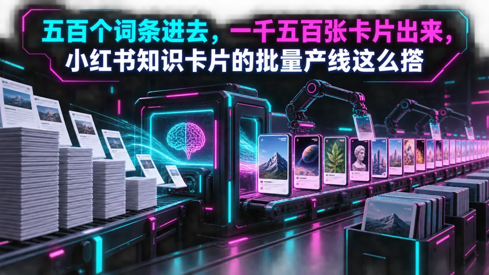 五百个词条进去，一千五百张卡片出来，小红书知识卡片的批量产线这么搭