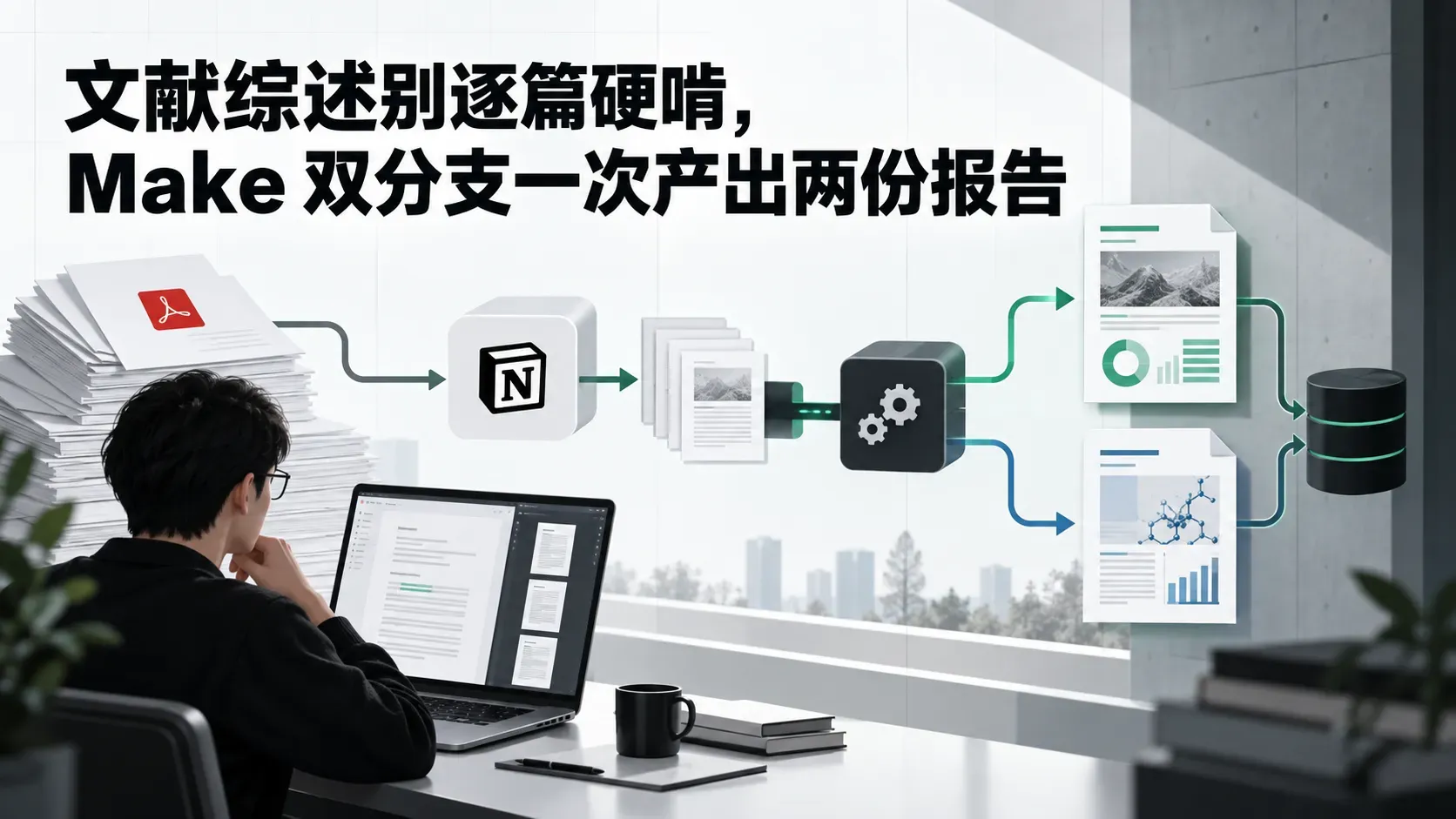 文献综述别逐篇硬啃，Make 双分支一次产出两份报告