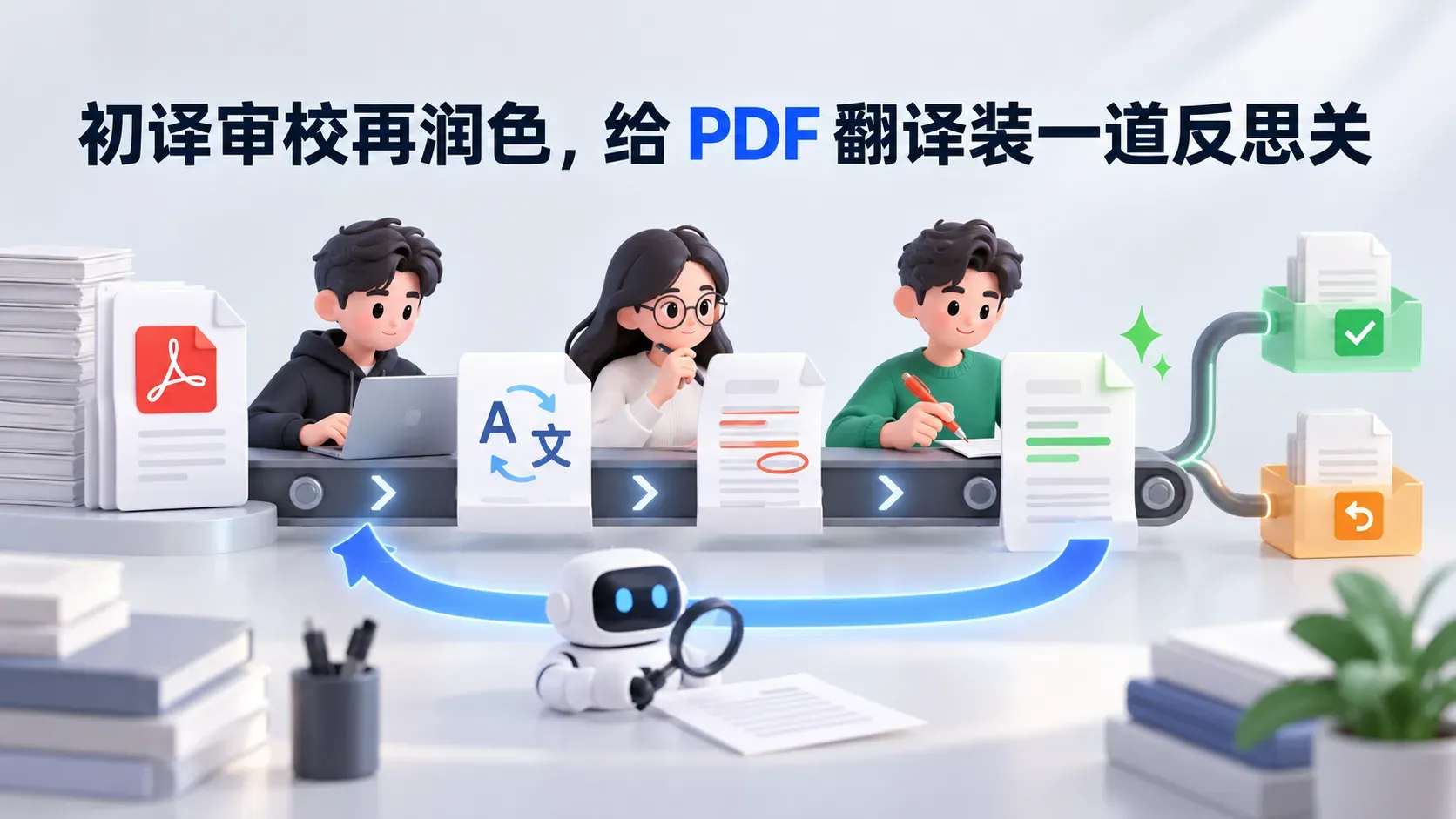 初译审校再润色，给 PDF 翻译装一道反思关