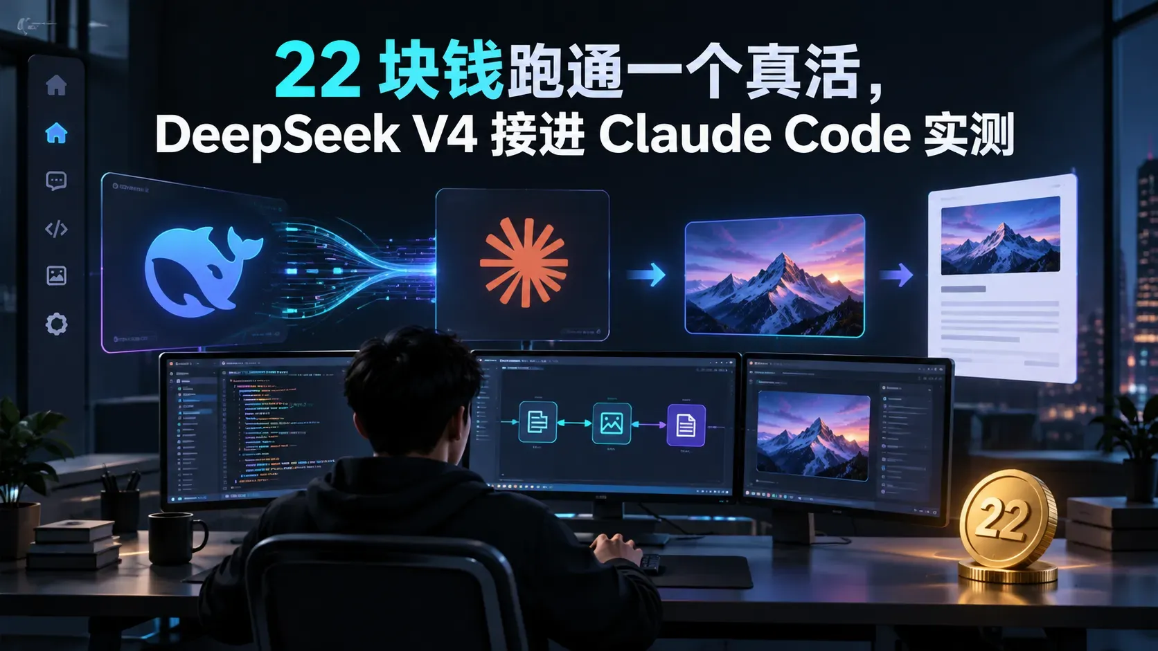 22 块钱跑通一个真活，DeepSeek V4 接进 Claude Code 实测