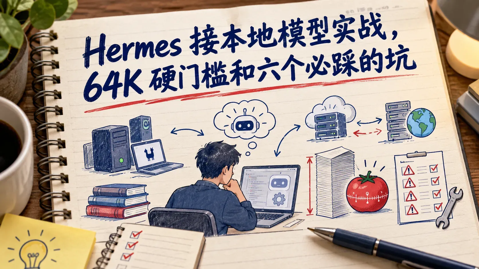 Hermes 接本地模型实战，64K 硬门槛和六个必踩的坑