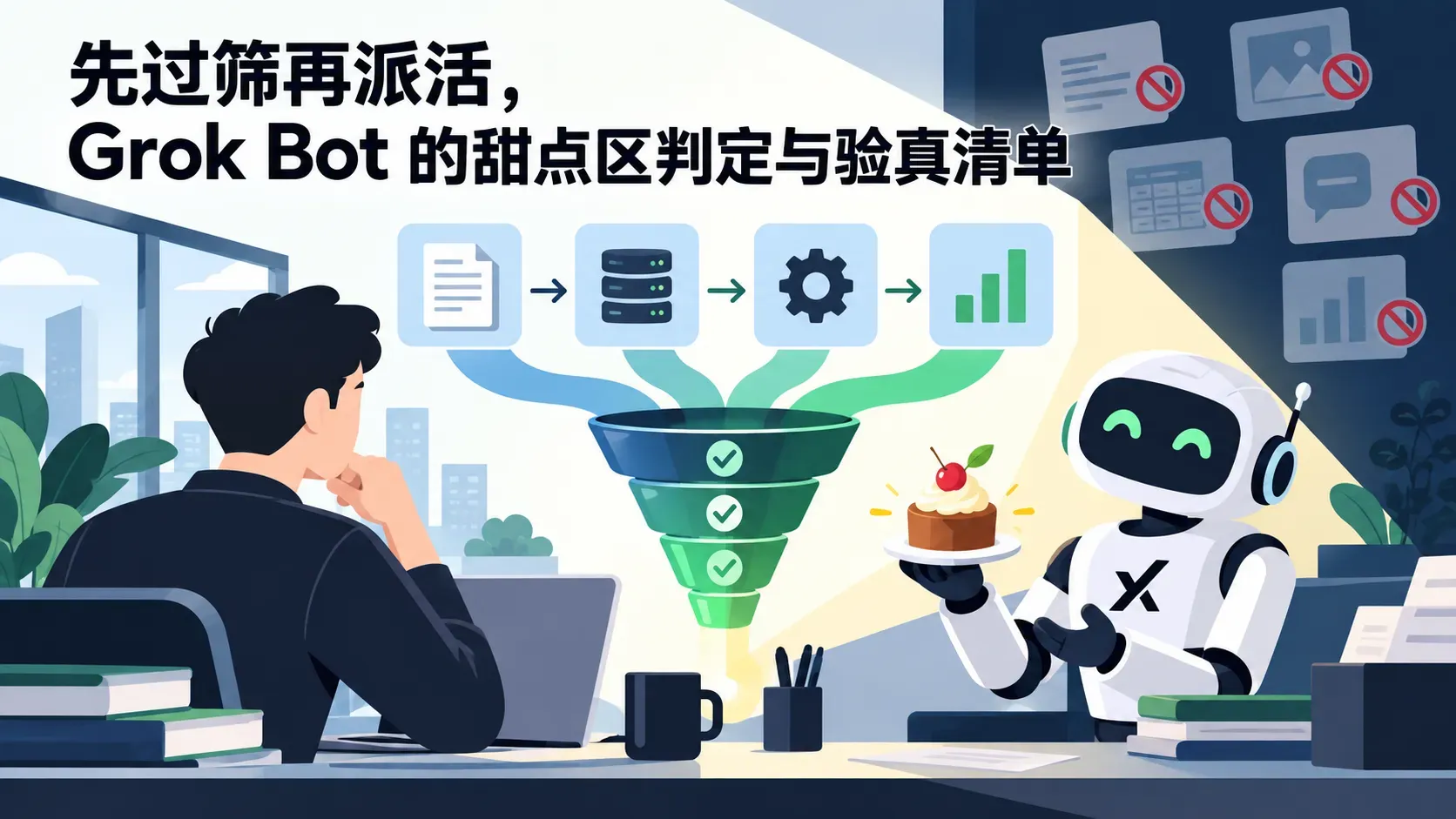 先过筛再派活，Grok Bot 的甜点区判定与验真清单